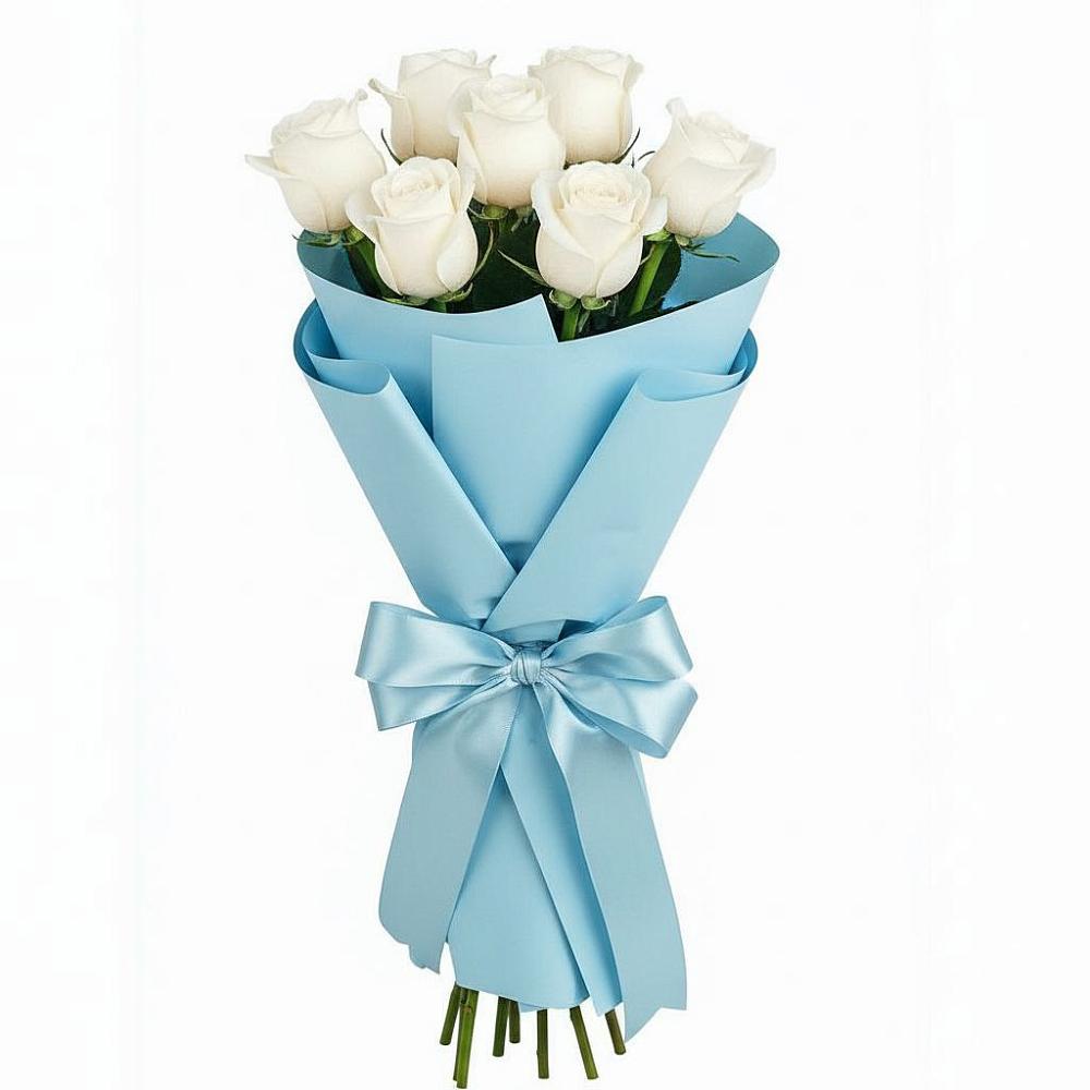 Букет 7 белых роз Проуд в Гулькевичах