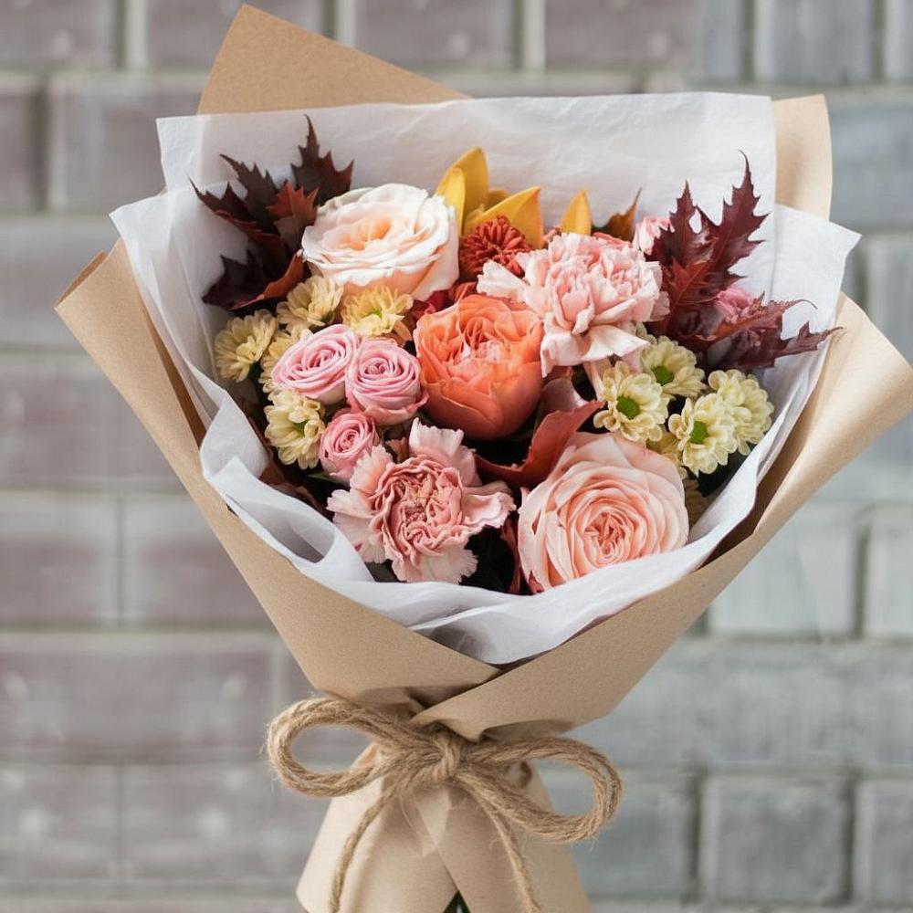 Букет цветов из: Гвоздики, Хризантемы и Розы в Гулькевичах