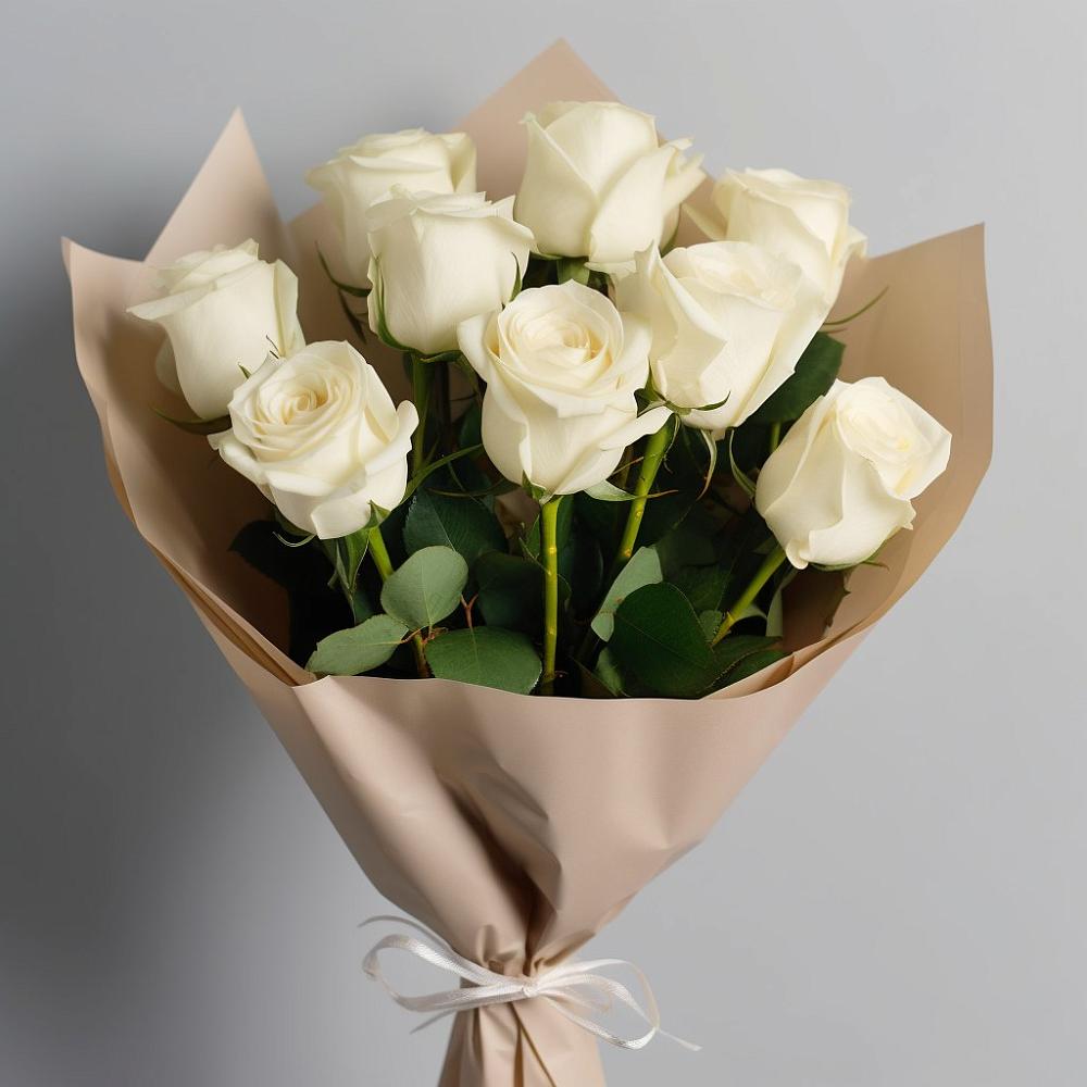 Букет 9 Белых роз Эдлесс Лав в Гулькевичах