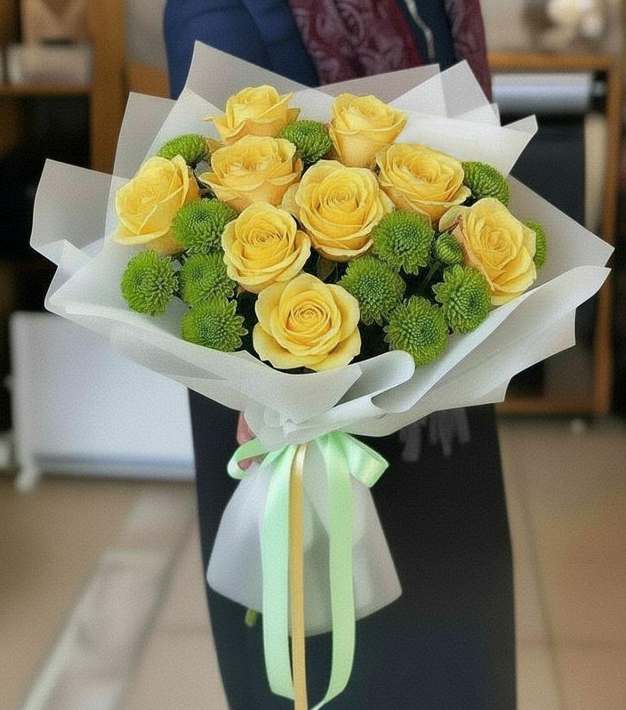 Букет цветов из: Хризантемы и Розы в Гулькевичах