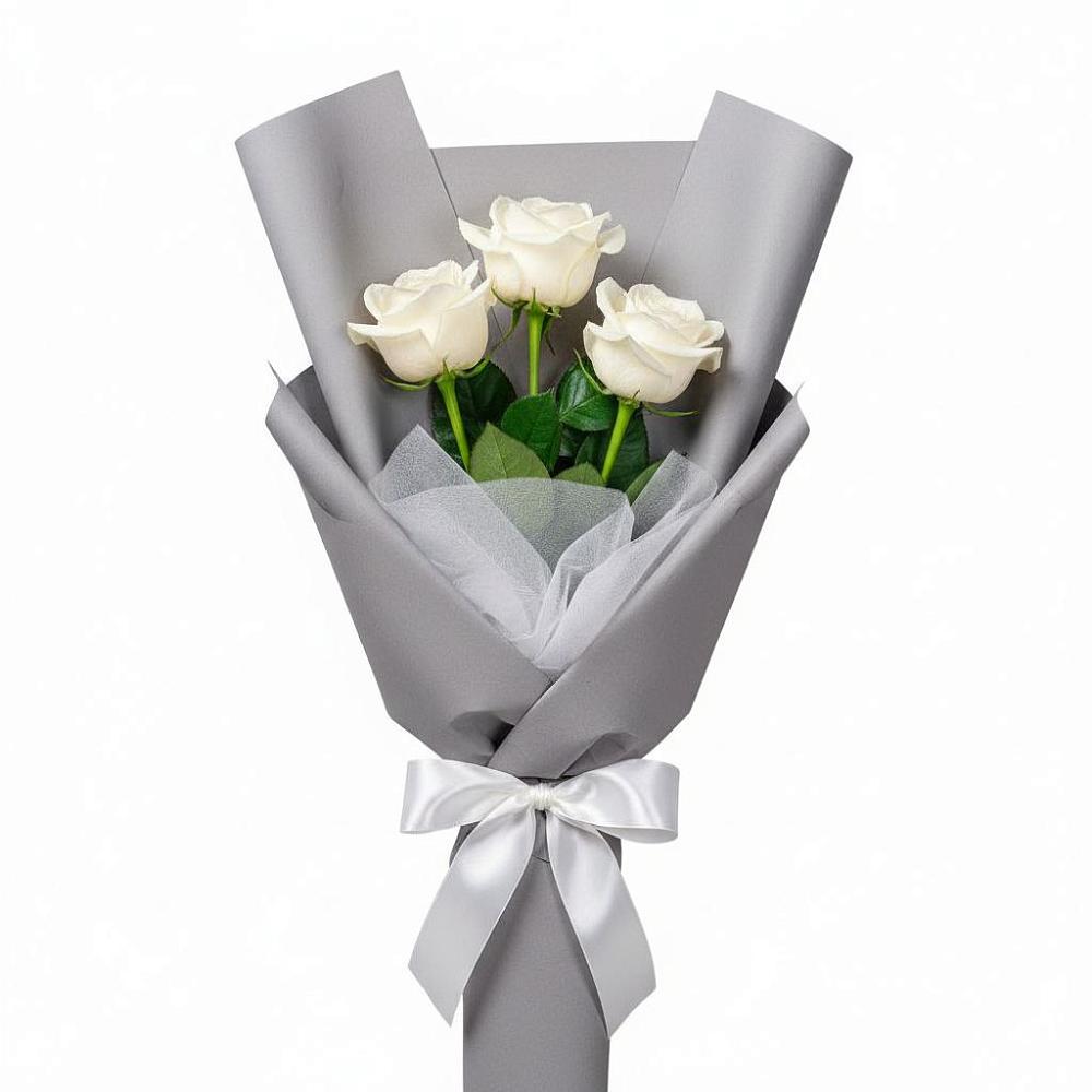 Букет 3 белые розы в Гулькевичах