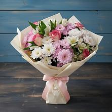 Букет цветов из:  Хризантемы, Альстромерии и Розы в Гулькевичах