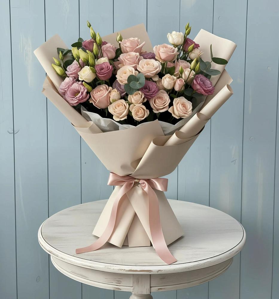 Букет цветов из: Розы и Лизиантусы в Гулькевичах