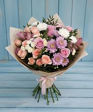 Букет цветов из:  Хризантемы, Розы и Альстромерии в Гулькевичах